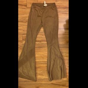 Tan Bell Bottom Stretch Pants